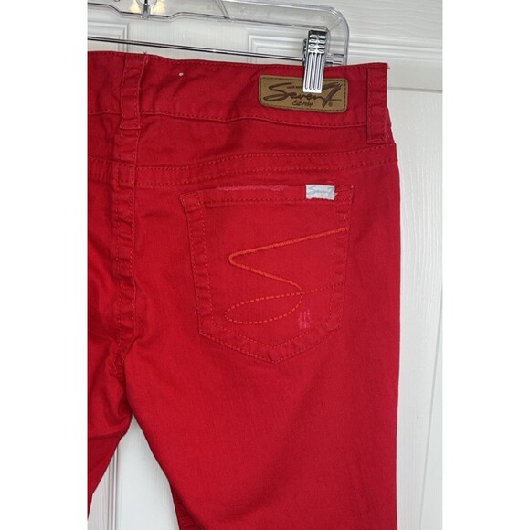 Seven7 Red Capris Women's 12 Crop Pants Clean Flat Front Stretch Summer - Picture 9 of 16